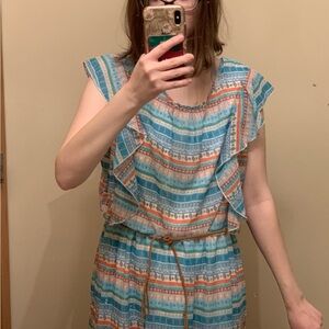 Girls’ Colorful Striped Ruffle Dress